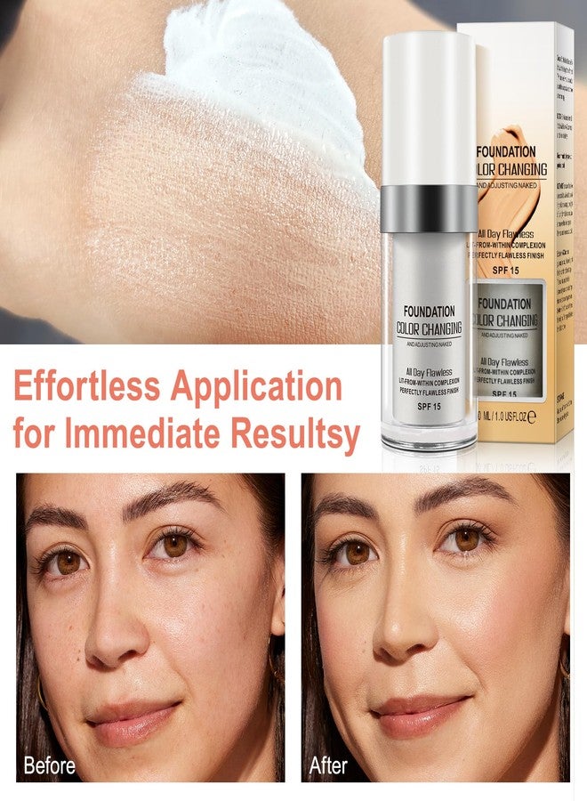 ZODENIS 2 Pack TLM Flawless Color Changing Foundation, Warm Skin Tone Foundation liquid Base Nude Face Moisturizing Liquid Cover Concealer, Natural Makeup Concealer Cover Cream 30ml - Image 4